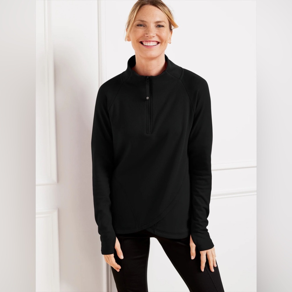 T by Talbots Cozy Cloud Half-Zip Pullover Black Size 2X